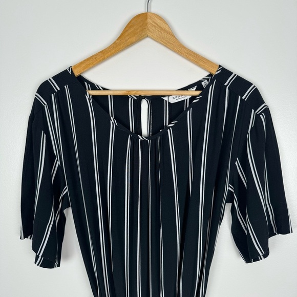 Sparkz Copenhagen Short Sleeve Crop Wide Leg Jumpsuit Black White Stripe Small - Picture 4 of 15